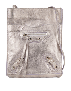 Metallic Effect Papier Crossbody Bag, Leather, Silver, MII, DB, 3*